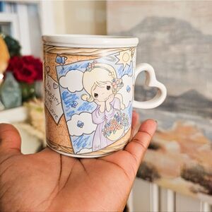 VTG 90'S Enesco Precious Moments "I love My Guardian Angel" Heart Handle Mug.